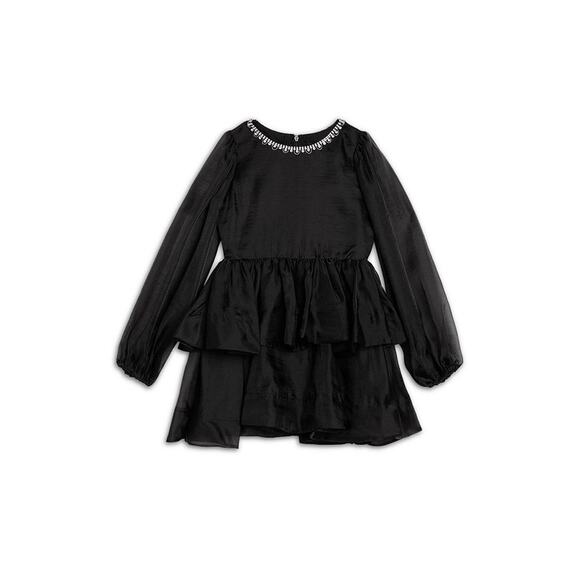 Bardot Embellished Black Wednesday Organza Trim Dress Size 4 - Picture 1 of 4